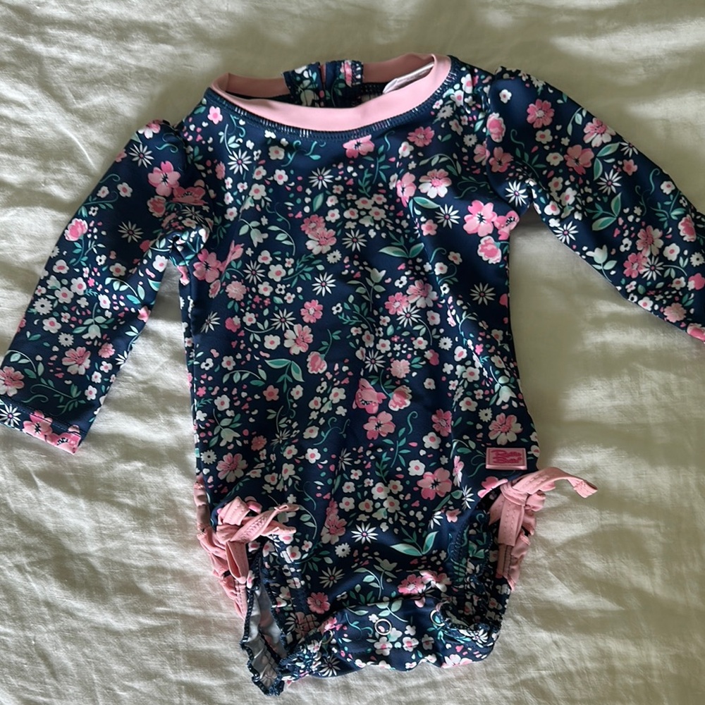 Floral Long Sleeve Baby Swimsuit